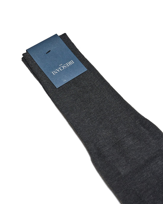 Knee length socks - Plain cotton - Antracite