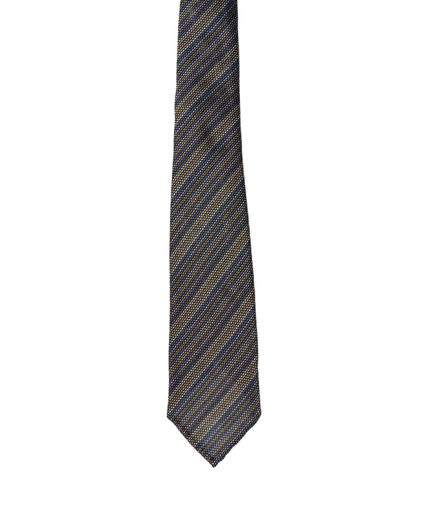 Grenadine tie - 7 Fold- Grenadine - Purple, yellow and white stripe