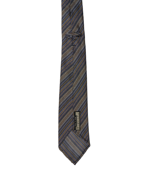 Grenadine tie - 7 Fold- Grenadine - Purple, yellow and white stripe