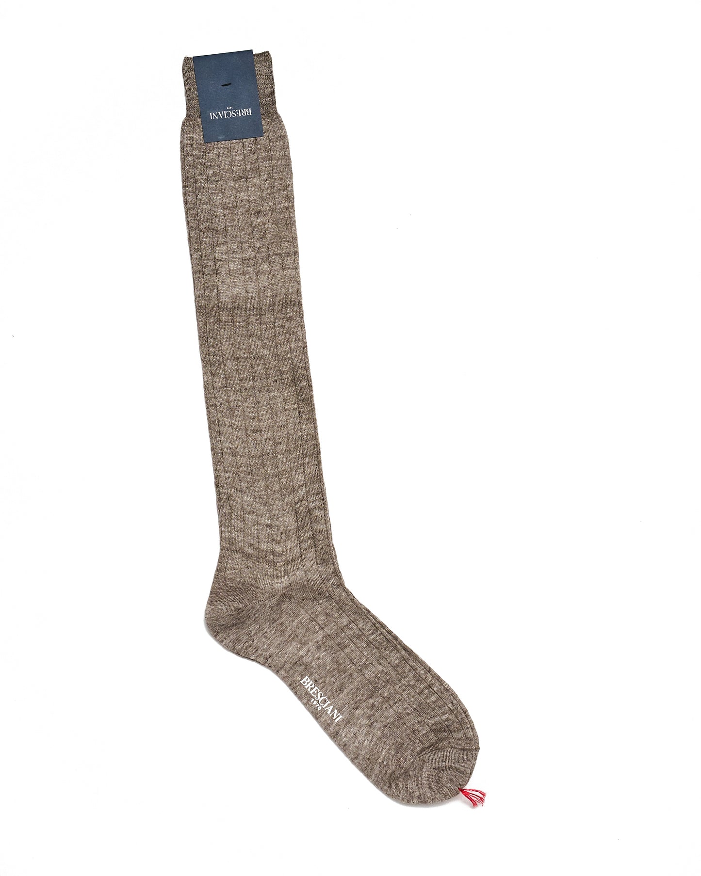 Knee length socks - Ribbed linen - Taupe