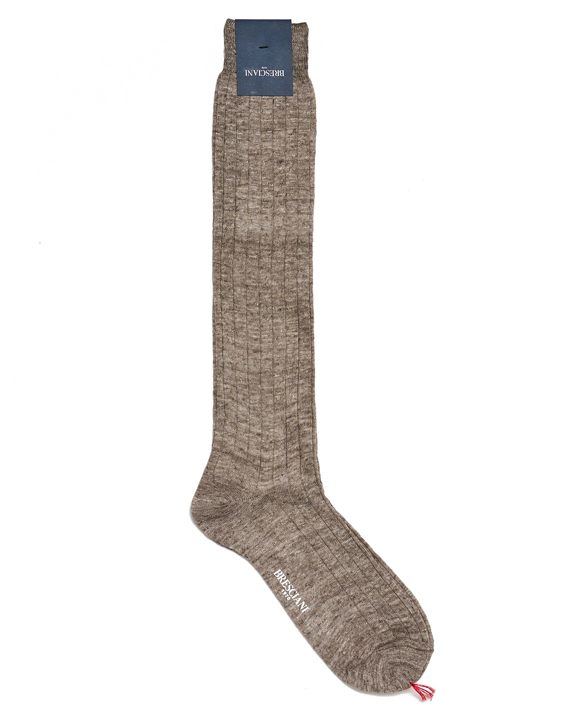 Knee length socks - Ribbed linen - Taupe