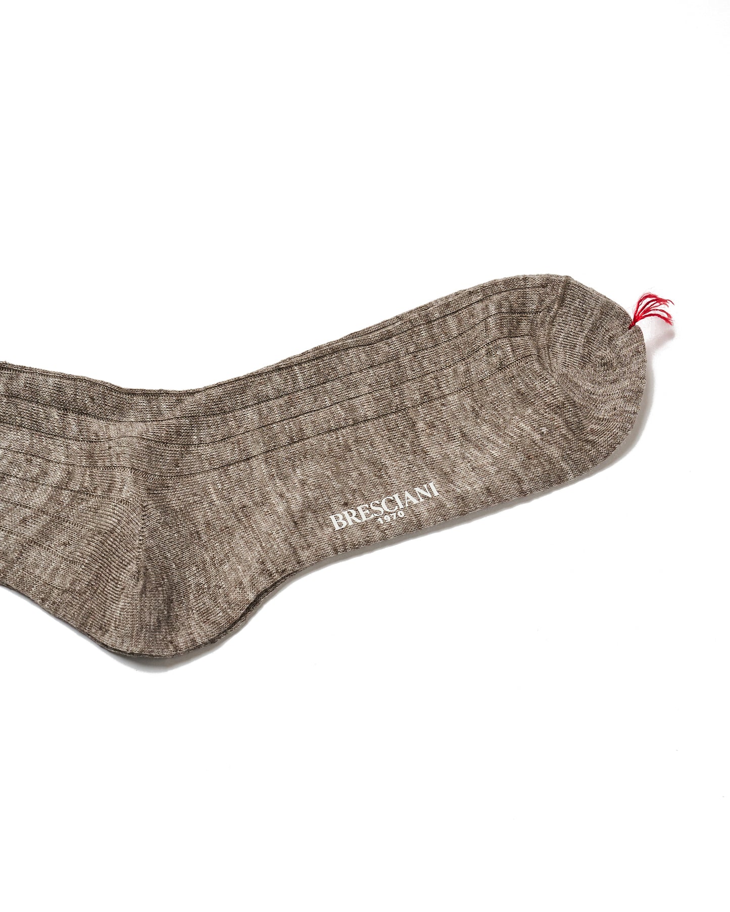 Knee length socks - Ribbed linen - Taupe