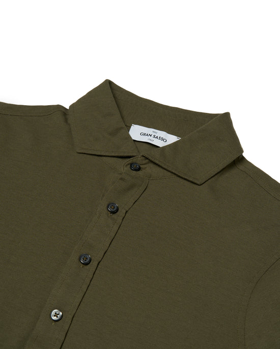 Polo long sleeves - Pique cotton - Olive green