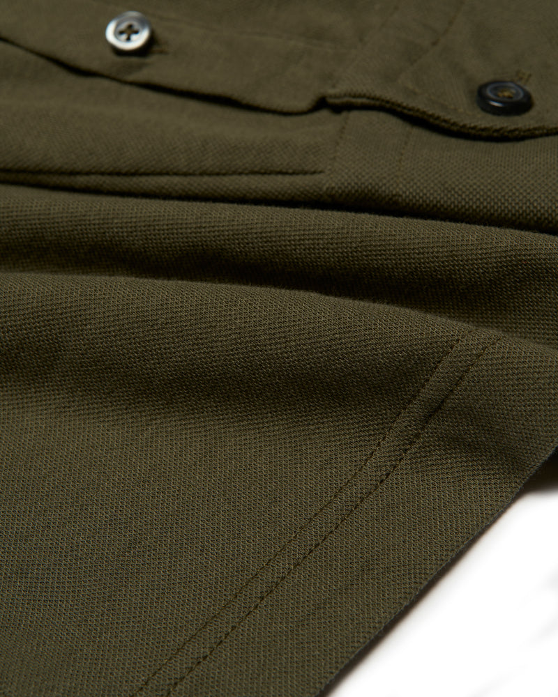 Polo long sleeves - Pique cotton - Olive green