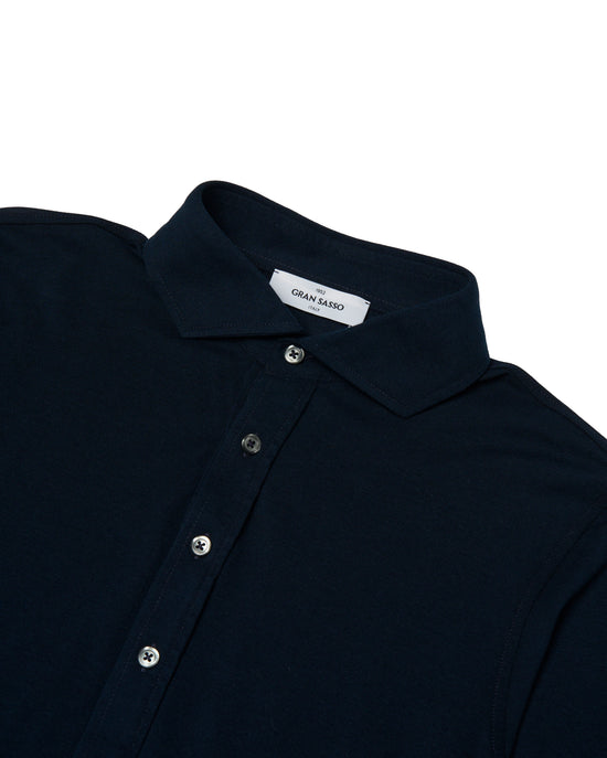 Pique cotton polo - Navy blue