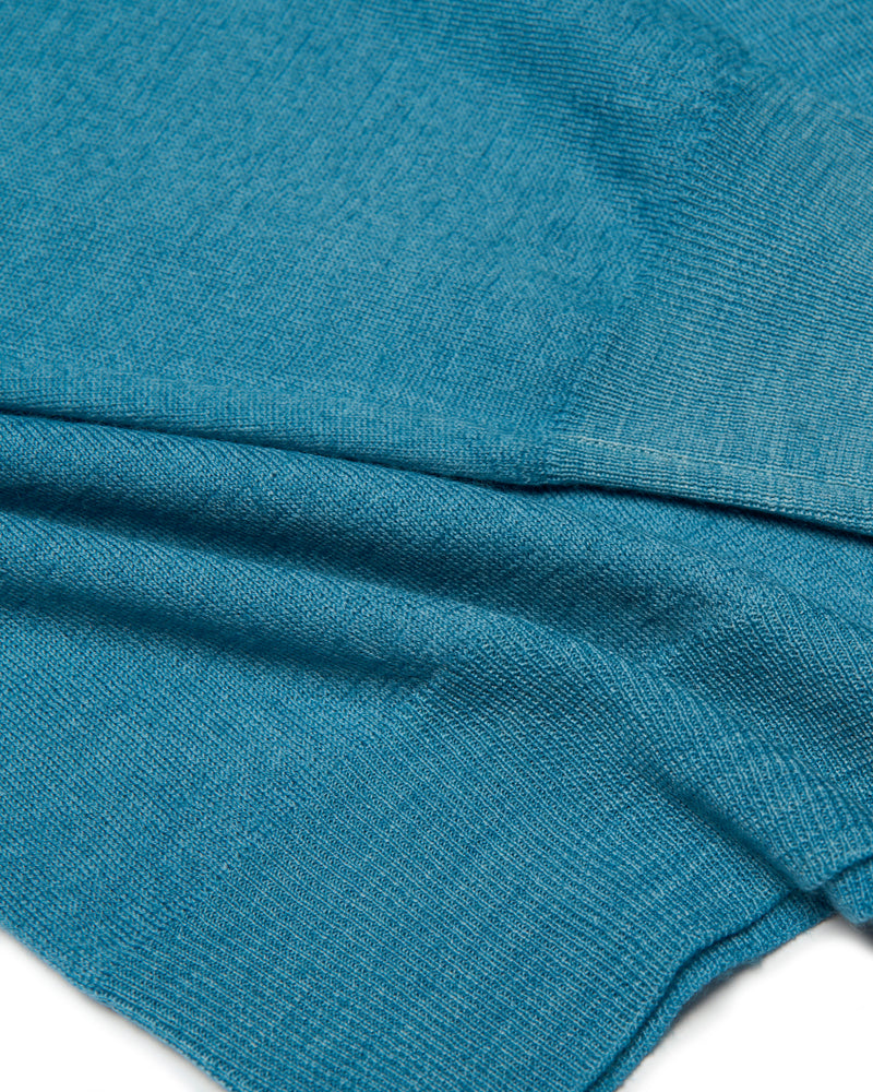 Knitted washed wool polo - Tortoise blue