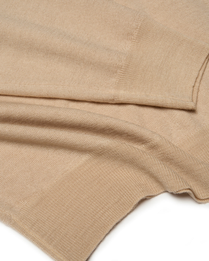 Knitted washed wool polo - Pale brown