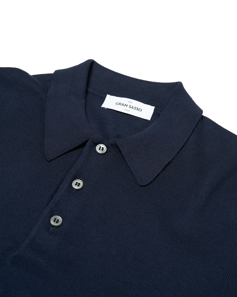 Knitted cotton polo - Navy blue