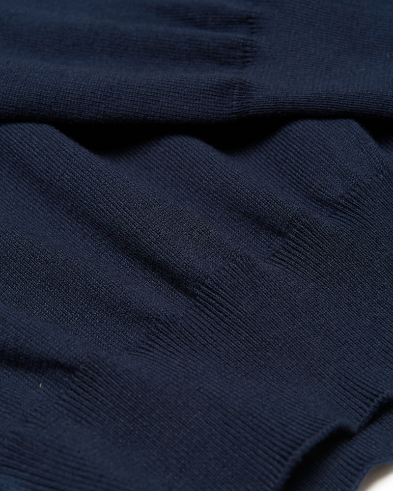 Knitted cotton polo - Navy blue