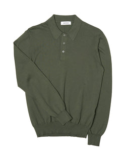 Knitted cotton polo - Olive green