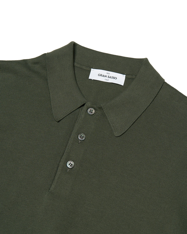 Knitted cotton polo - Olive green