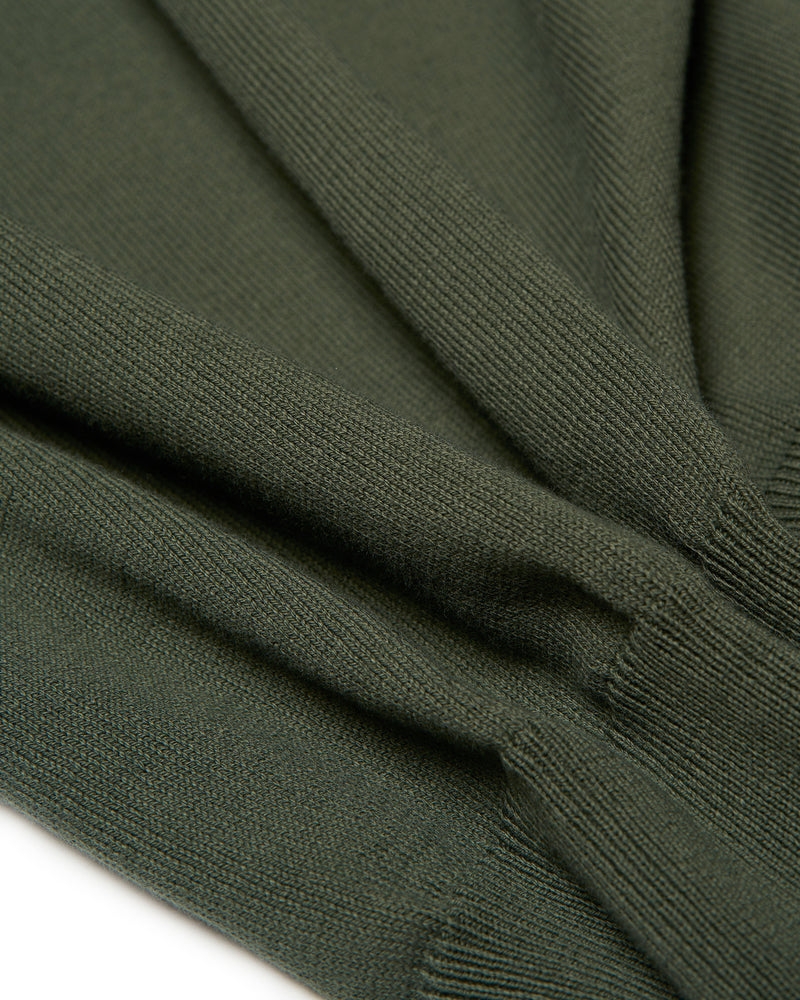 Knitted cotton polo - Olive green