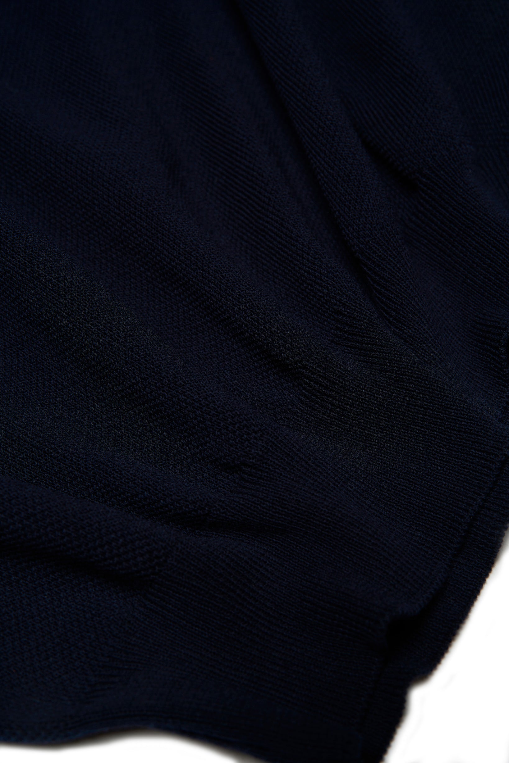Knitted pique cotton polo - Navy blue