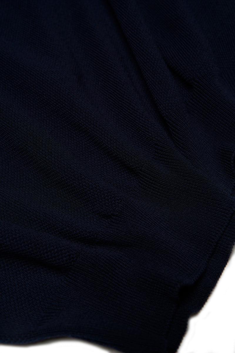 Polo short sleeves - Knitted pique cotton - Navy blue