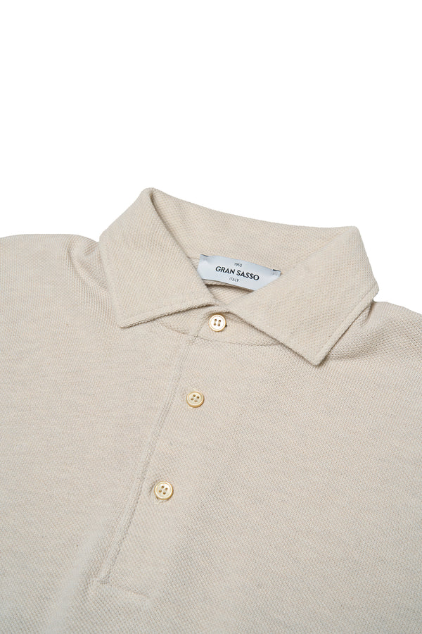 Polo short sleeves - Knitted pique cotton - Off white