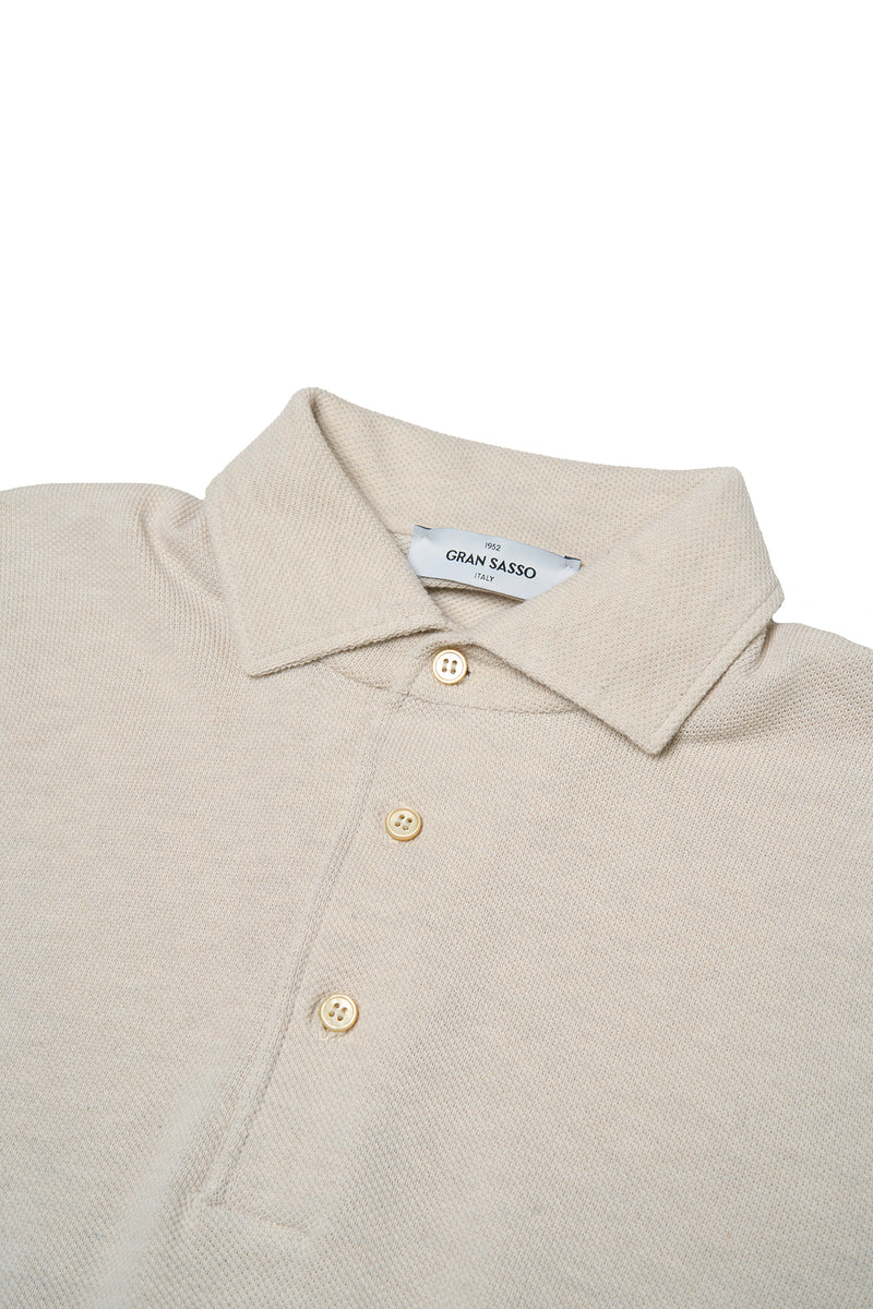 Polo short sleeves - Knitted pique cotton - Off white