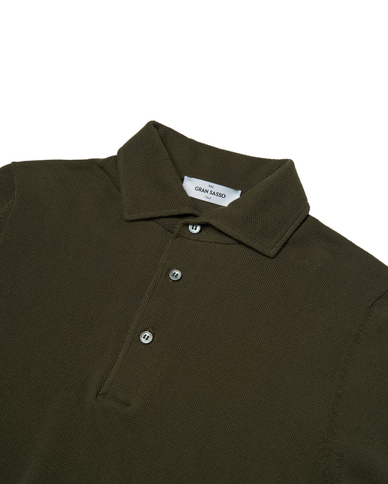 Knitted pique cotton polo - Olive green