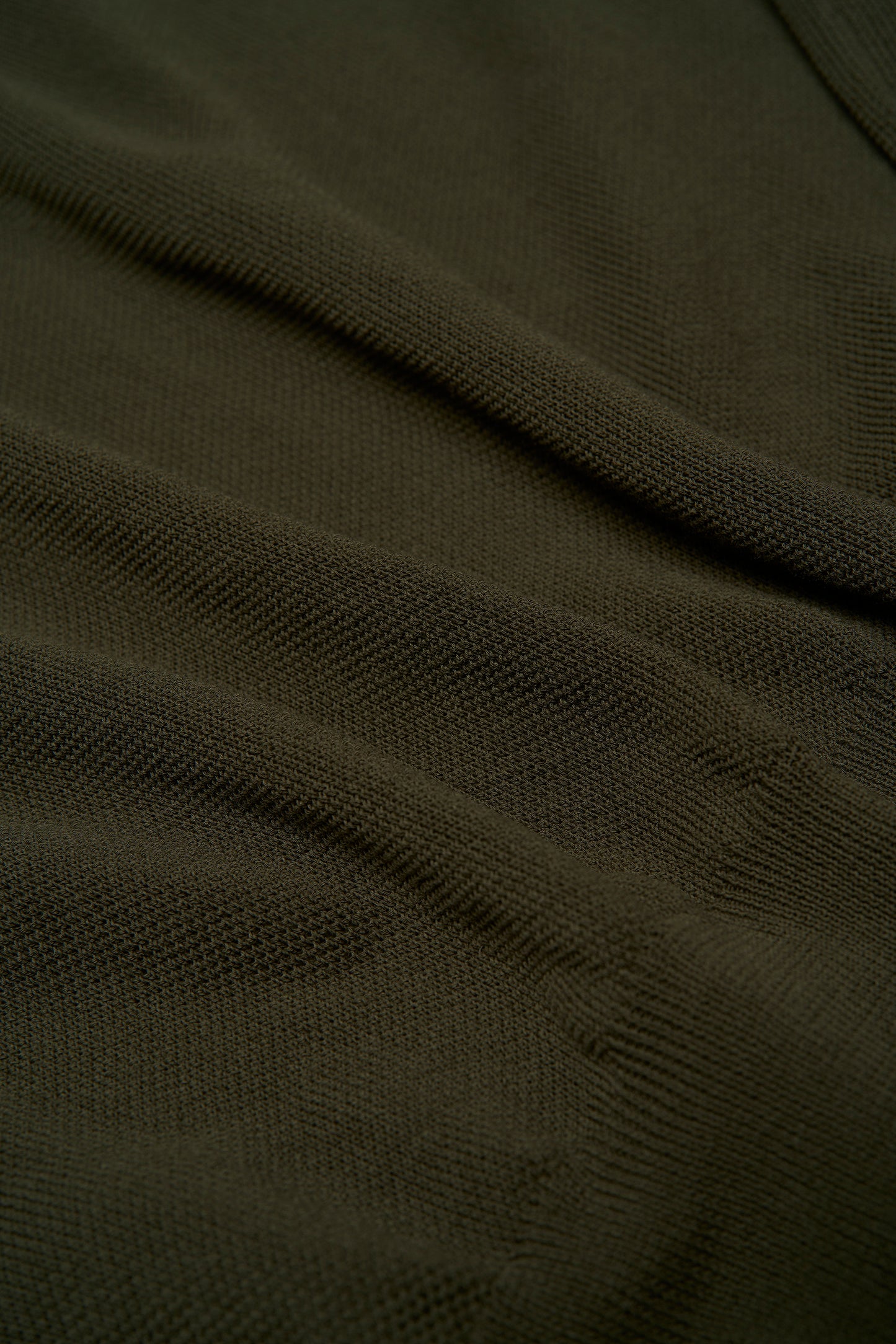 Knitted pique cotton polo - Olive green