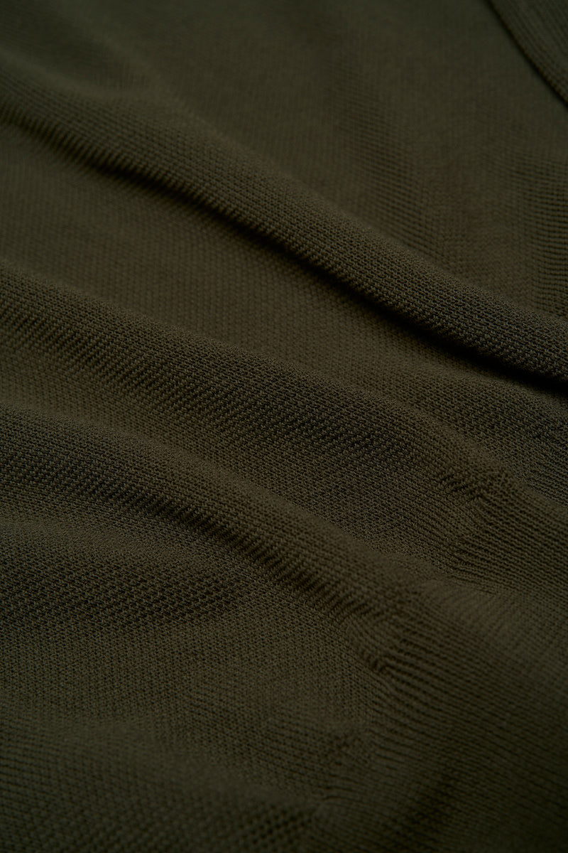 Polo short sleeves - Knitted pique cotton - Olive green