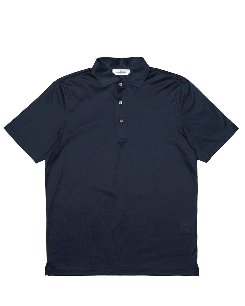 Polo short sleeves - Jersey cotton - Navy blue