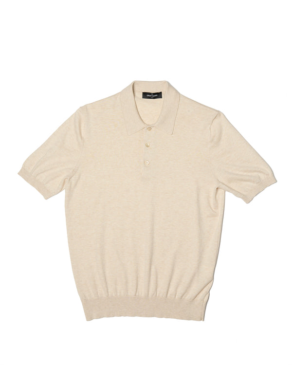 Polo short sleeves - knitted Suvin cotton - Almond brown