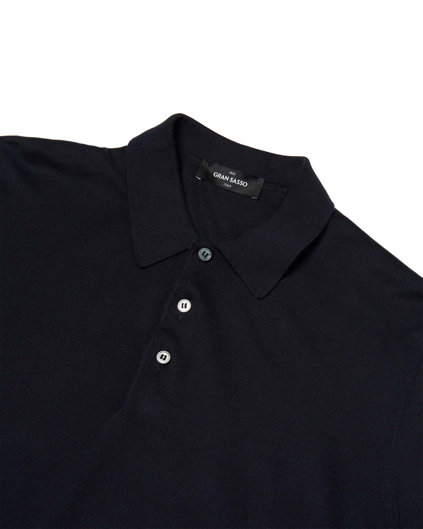 Knitted Suvin cotton polo - Navy blue