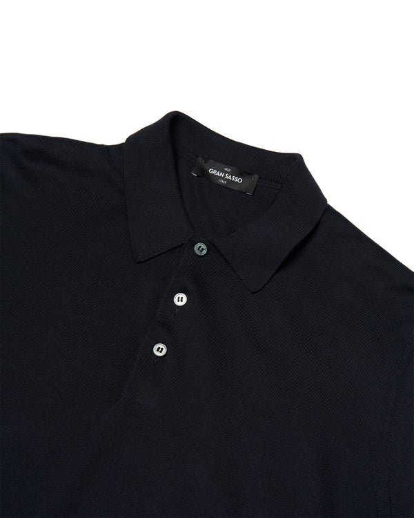 Polo short sleeves - knitted Suvin cotton - Navy blue