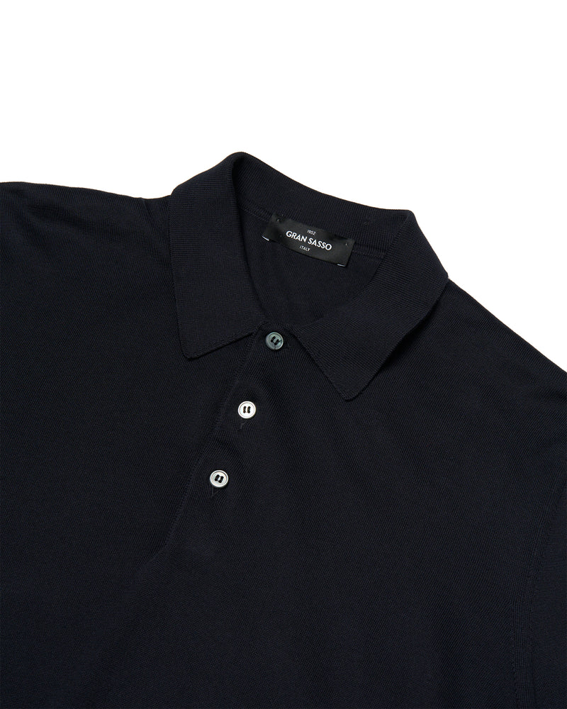 Polo short sleeves - knitted Suvin cotton - Navy blue