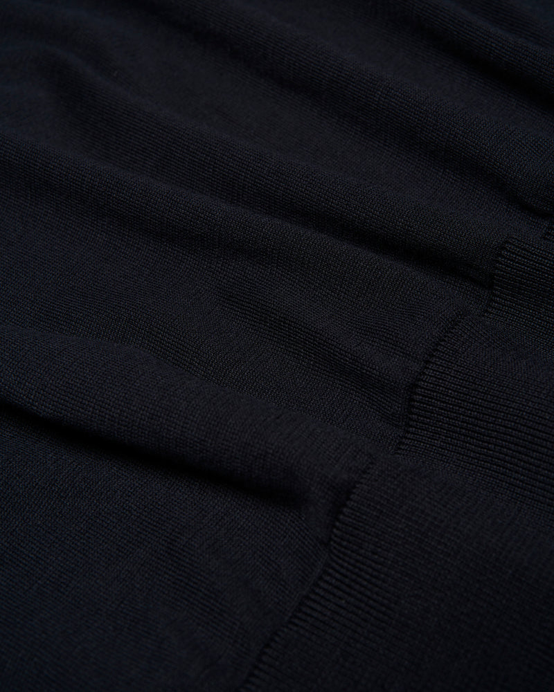 Polo short sleeves - knitted Suvin cotton - Navy blue