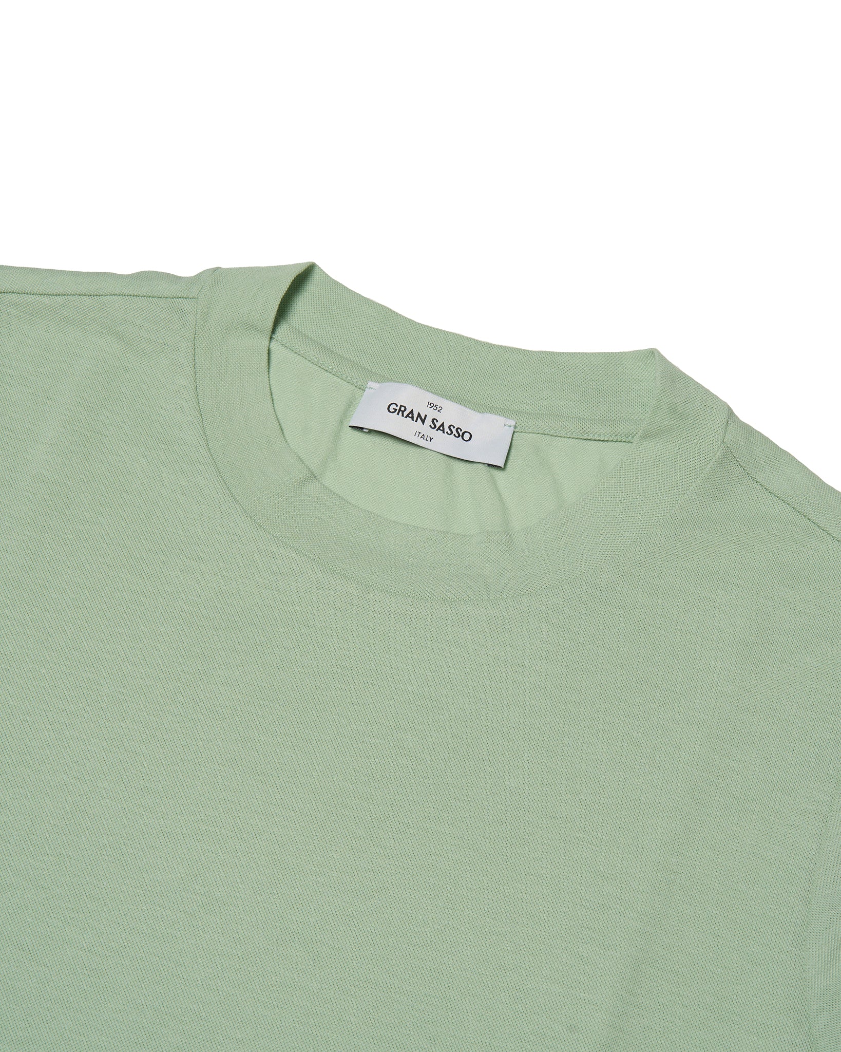 Crewneck pique cotton T-shirt - Sage green