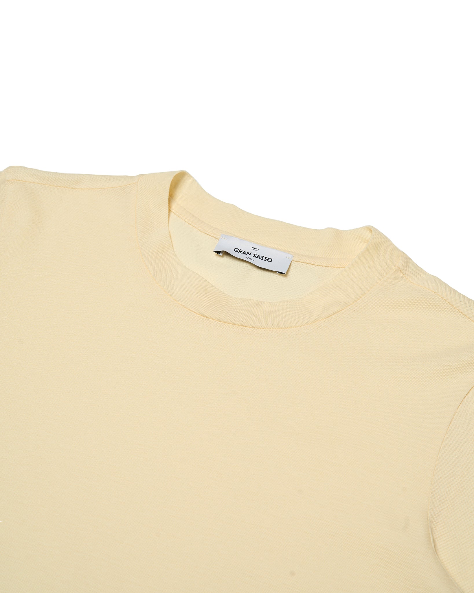 Crewneck pique cotton T-shirt - Pale yellow