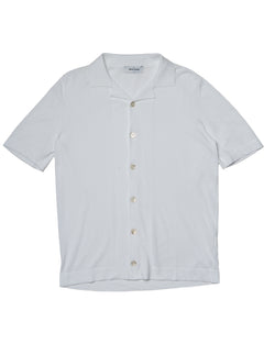 Shirt short sleeves - knitted cotton - Bianco