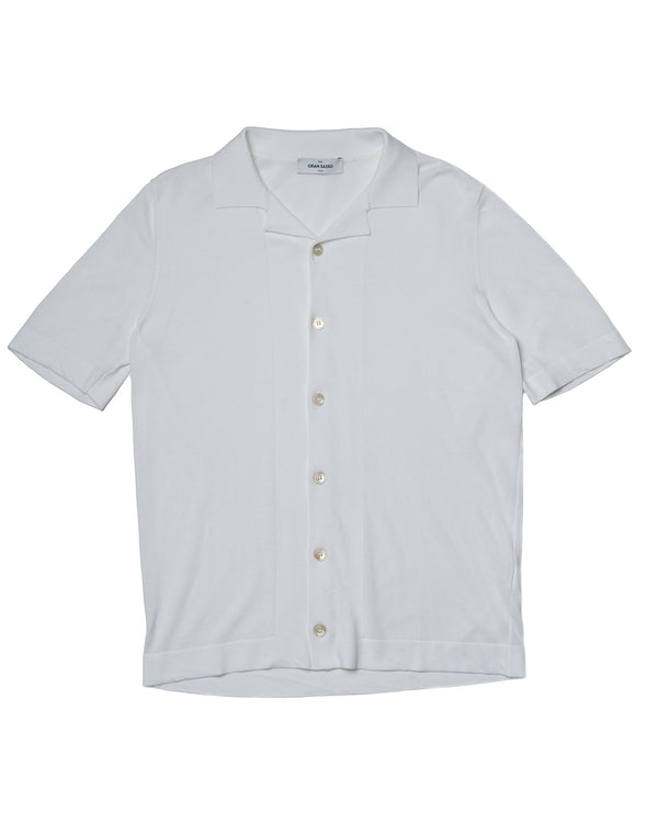 Shirt short sleeves - knitted cotton - Bianco