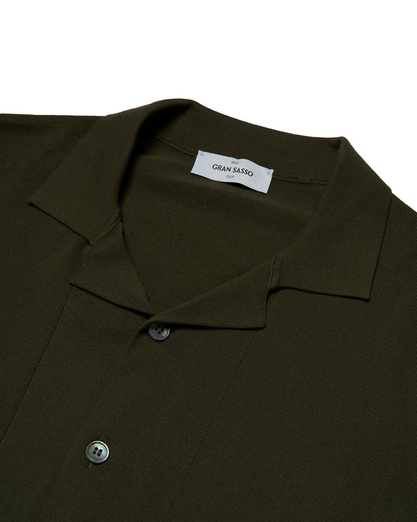 Shirt short sleeves - knitted cotton - Olivegreen