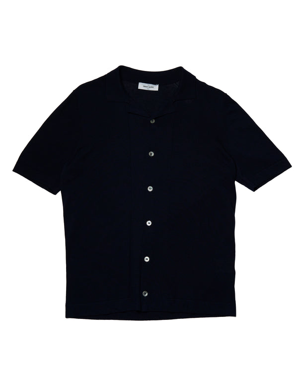 Shirt short sleeves - knitted cotton - Navy blue