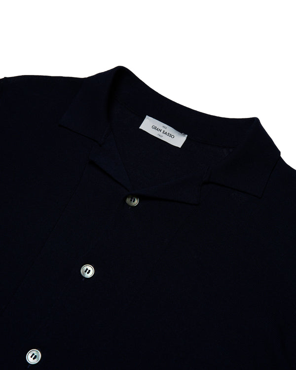 Shirt short sleeves - knitted cotton - Navy blue