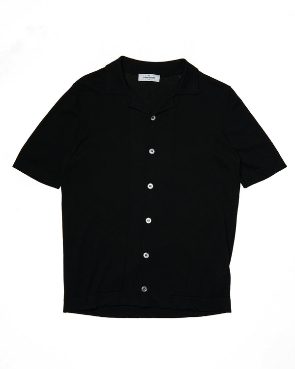 Shirt short sleeves - knitted cotton - Nero