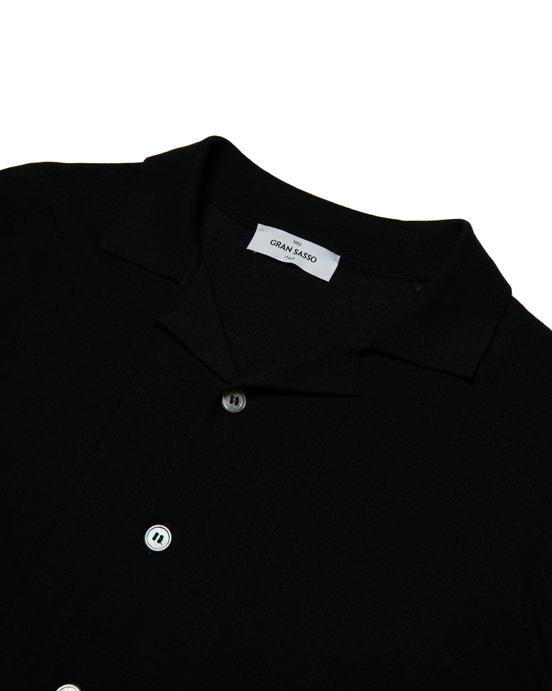 Shirt short sleeves - knitted cotton - Nero