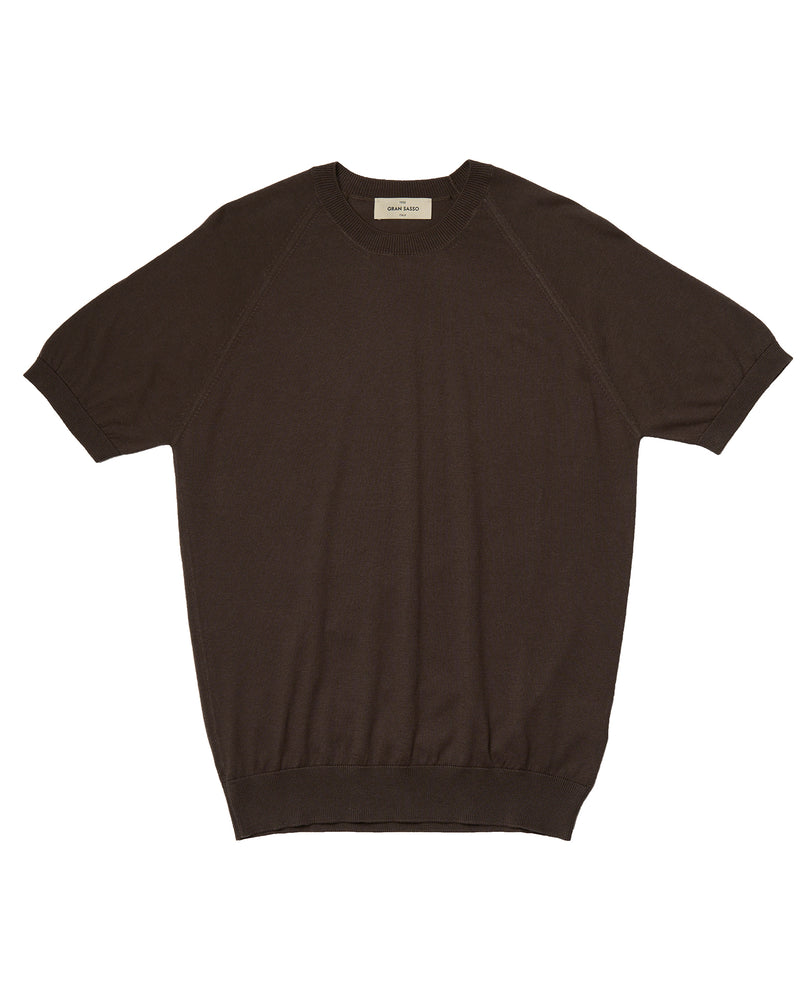 T-shirt short sleeves - Knitted organic cotton - Brown