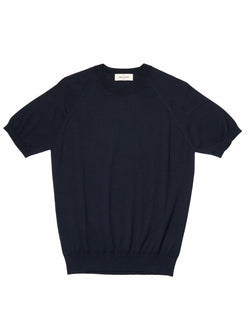 T-shirt short sleeves - Knitted organic cotton - Navy blue