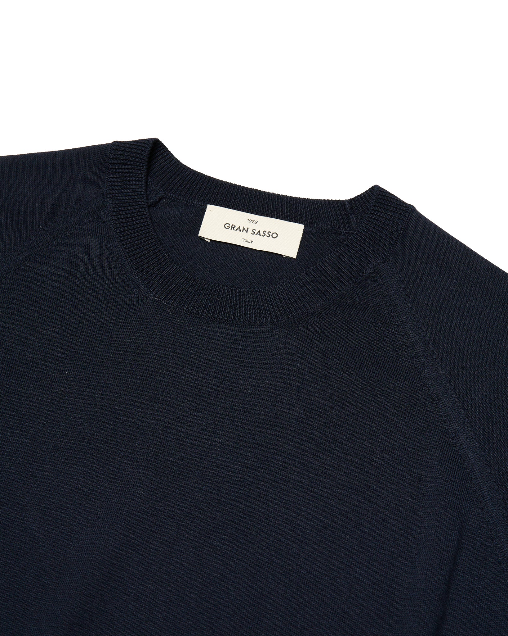 Crewneck Knitted organic cotton T-shirt - Navy blue