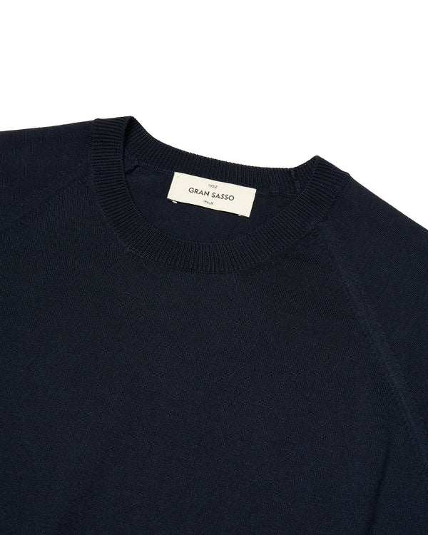 T-shirt short sleeves - Knitted organic cotton - Navy blue