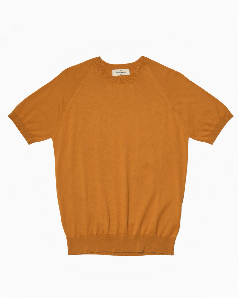 T-shirt short sleeves - Knitted organic cotton - Mustard