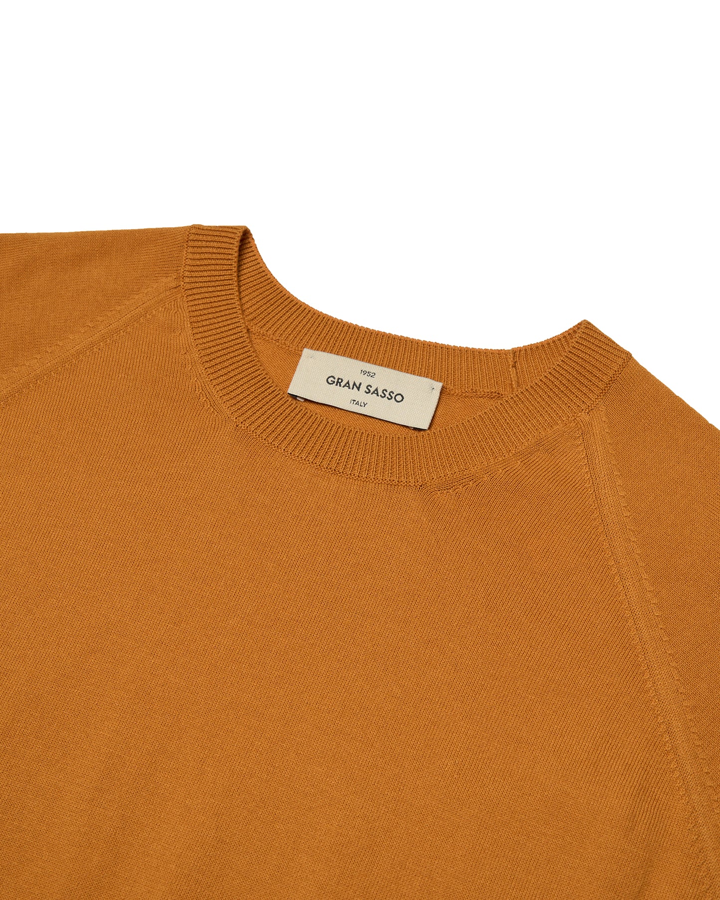 Crewneck Knitted organic cotton T-shirt - Mustard