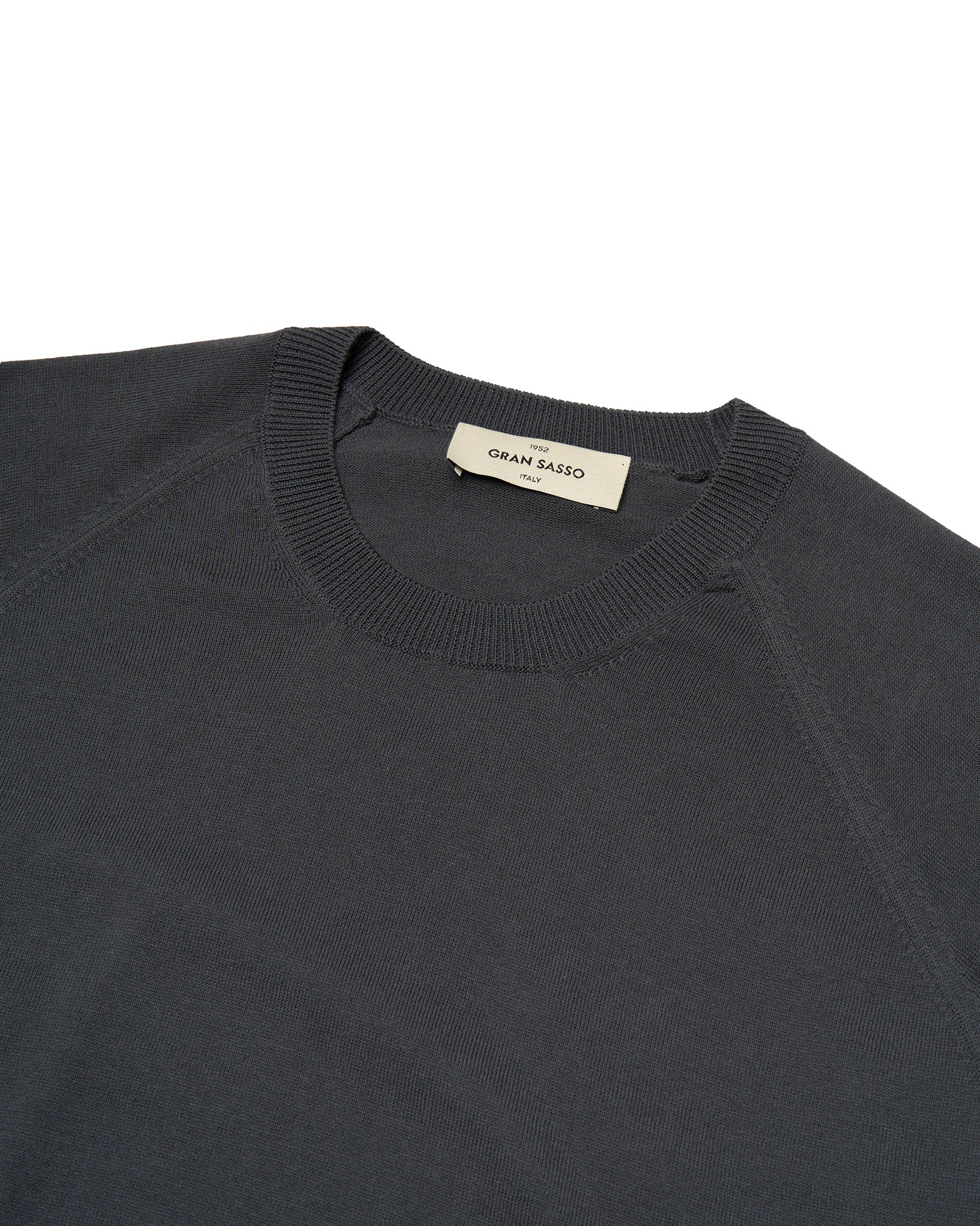 Crewneck Knitted organic cotton T-shirt - Grey