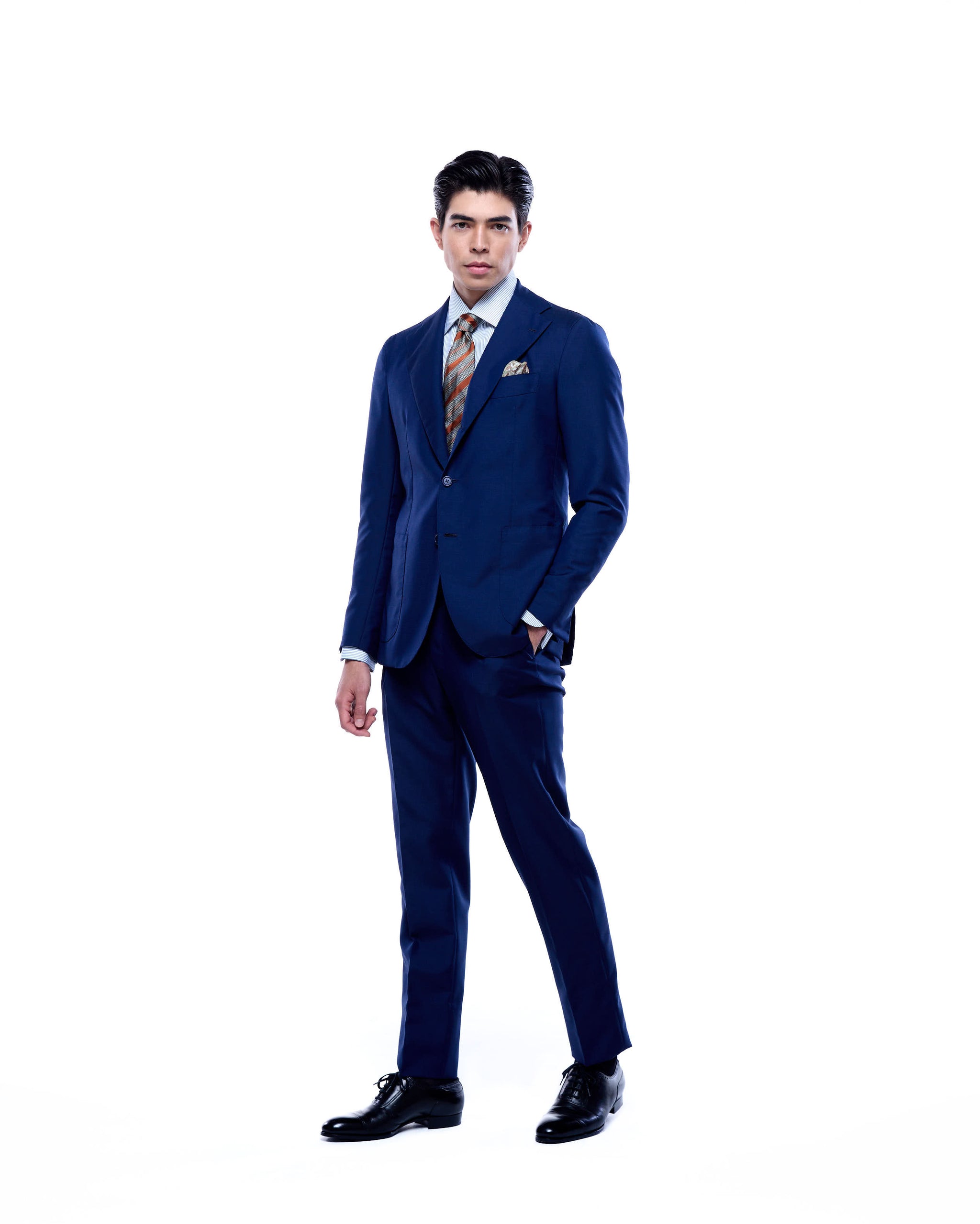 Suit - Single breasted - Medium blue - wool mohair