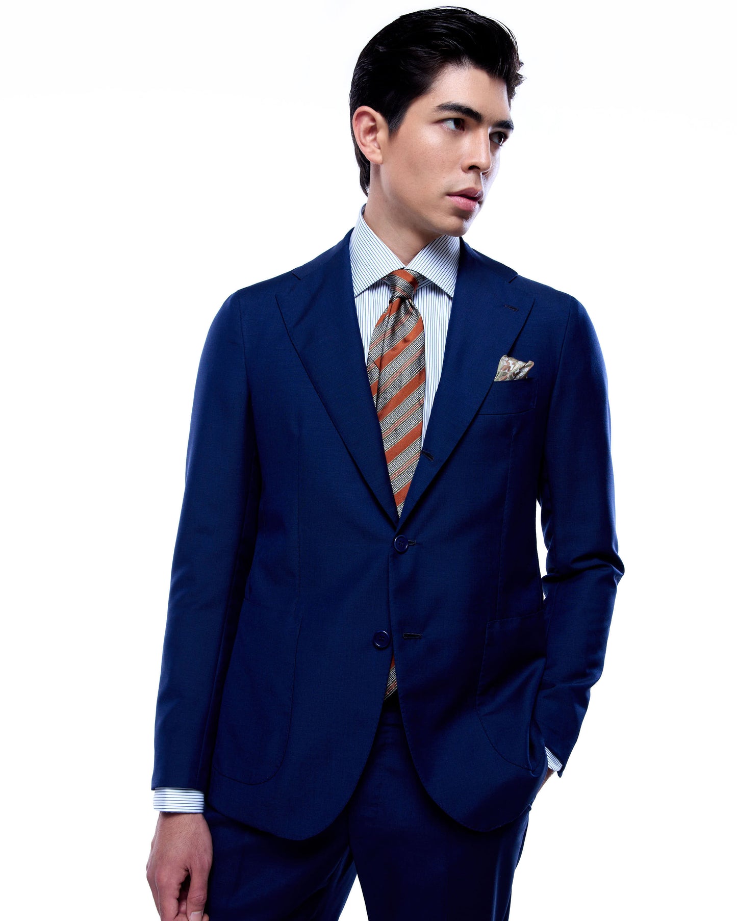 Suit - Single breasted - Medium blue - wool mohair