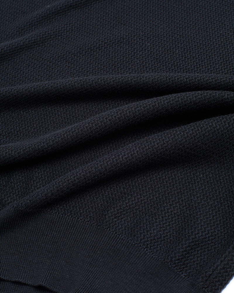 Knitted zigzag silk and cotton polo - Black