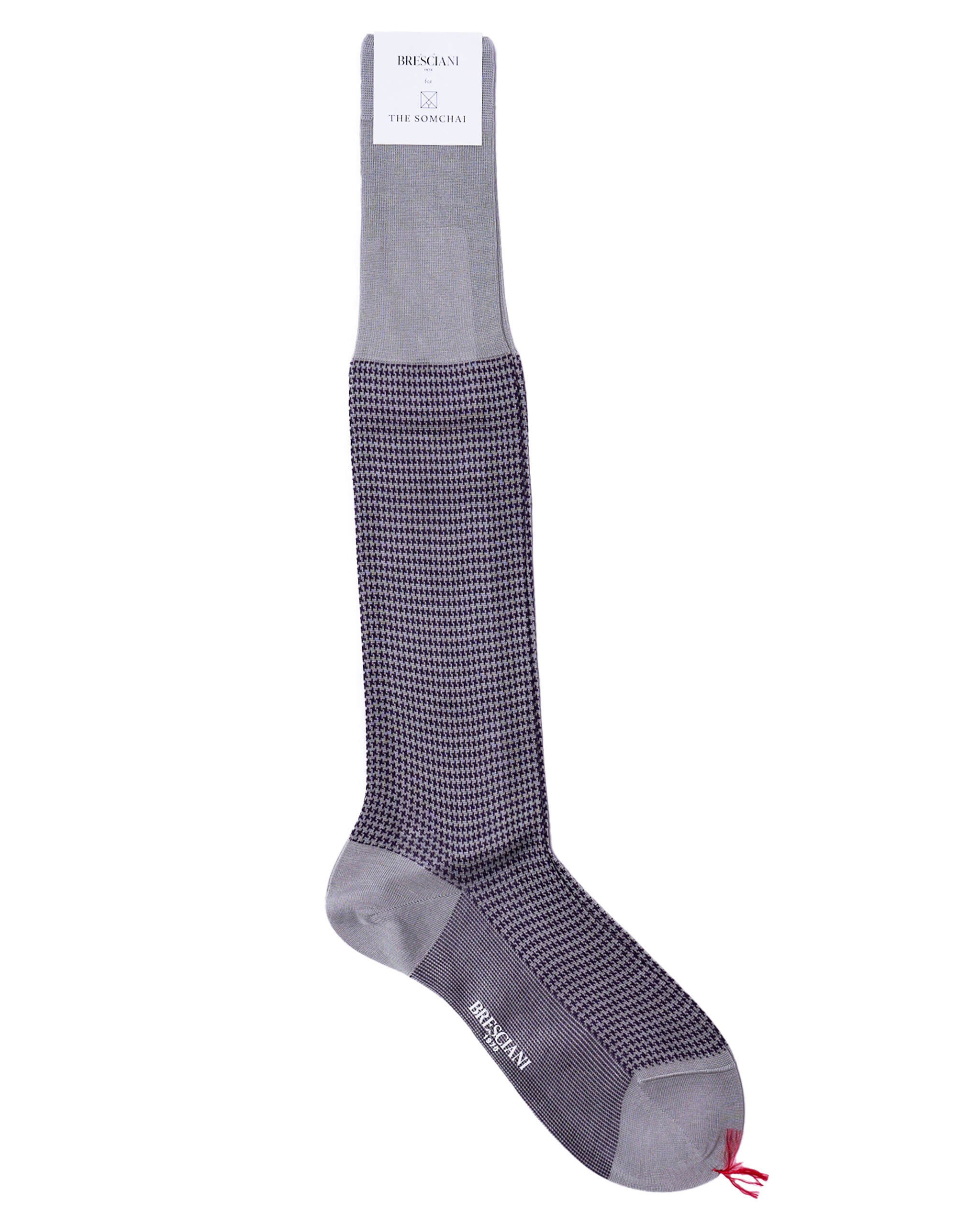 Knee length socks - Houndstooth cotton  - Allumino purple