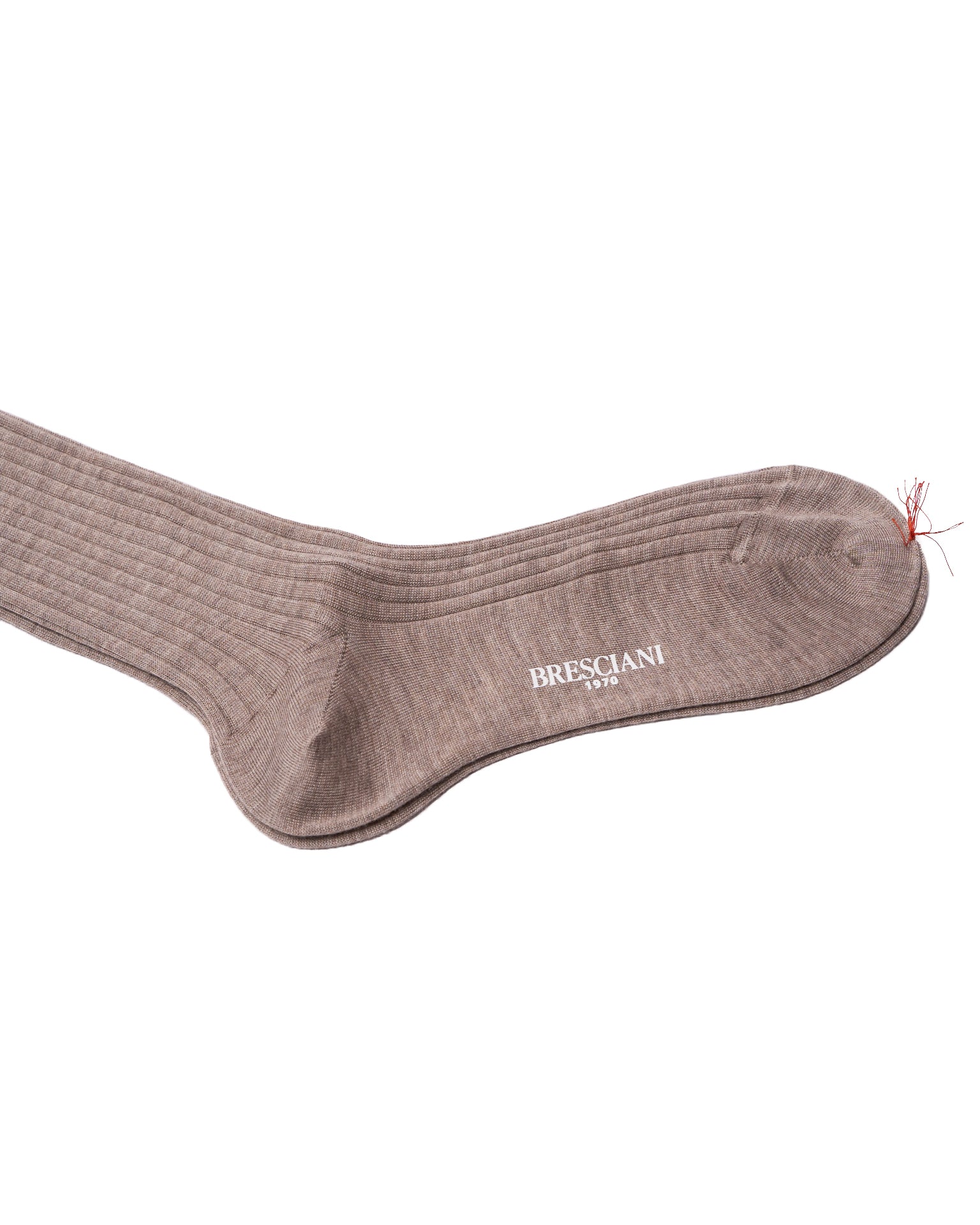 Knee length socks - Ribbed cashmere  - Taupe